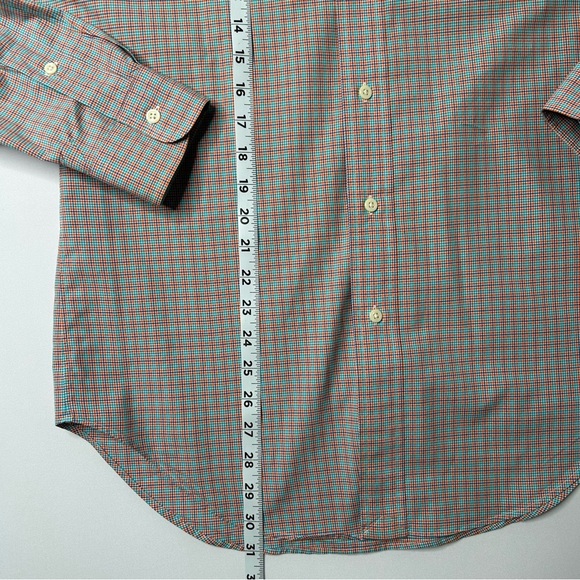 Ralph Lauren Mens Classic Fit Orange and Blue Plaid Button Down Size Small - Picture 6 of 8